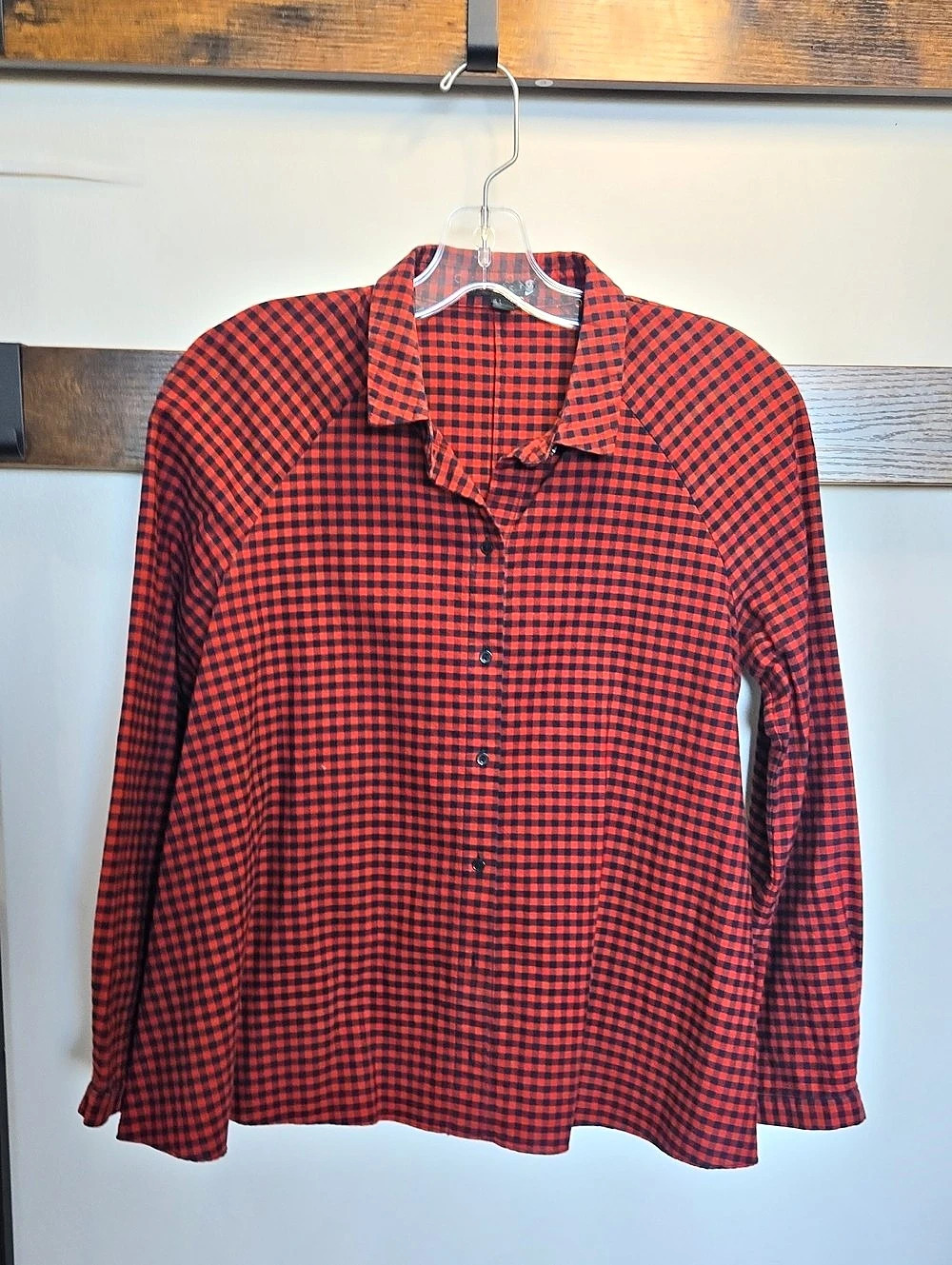 COS Checkered Cotton Shirt in Red & Blue Size 6